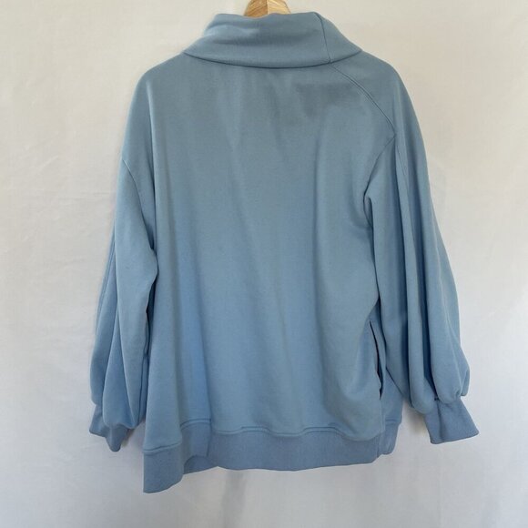Anrabess Light Blue Oversized Pullover Sweatshirt With Cowl Neck & Ribbed Cuffs - Picture 8 of 8